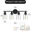 4 Light Bathroom Light Fixtures Brushed Nickel Modern Vanity Lights Over Mirror With Clear Glass Shade Bathroom Wall Lamp