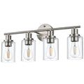 4 Light Bathroom Light Fixtures Brushed Nickel Modern Vanity Lights Over Mirror With Clear Glass Shade Bathroom Wall Lamp