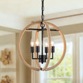 4 Light Beige Brown Hemp Rope Globe Chandelier Beige Brown