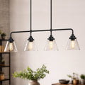 4 Light Black Kitchen Island Light Liner Chandelier 38.6 In. W