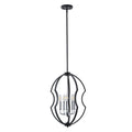 4 Light Black Modern Farmhouse Pendant Light With Open Cage Shade