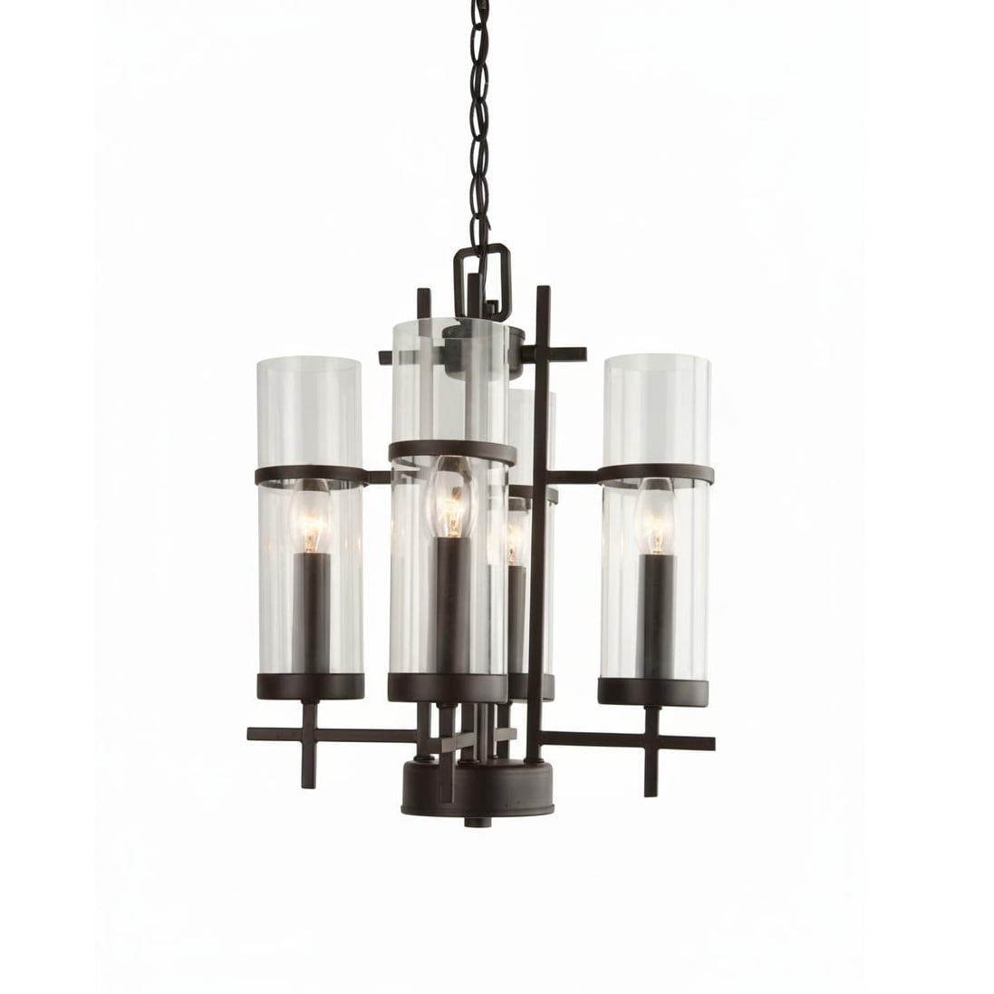 4 Light Brown Chandelier With Clear Glass Shades