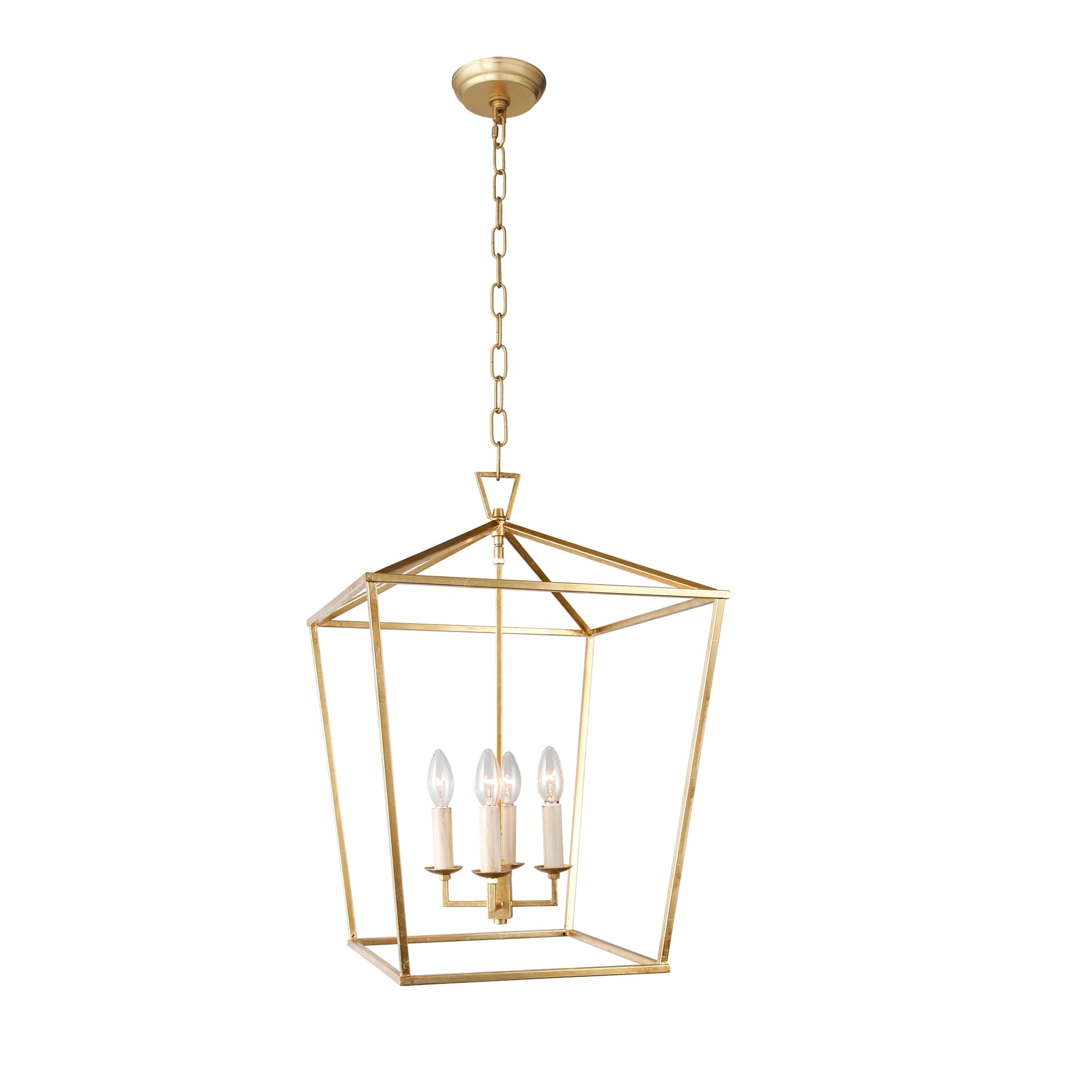 4 Light Caged Chandelier In Gold Finish Gold Finish
