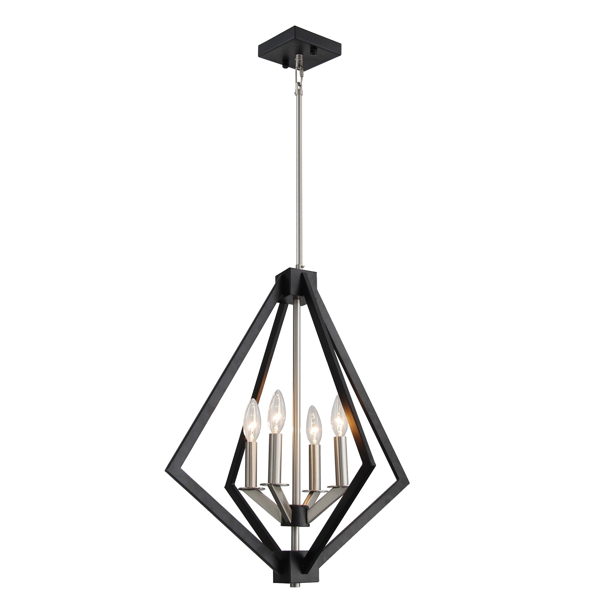 4 Light Candle Style Chandelier In Black And Nickel Finish