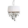4 Light Chrome Chandelier With Crystals And A White Shade