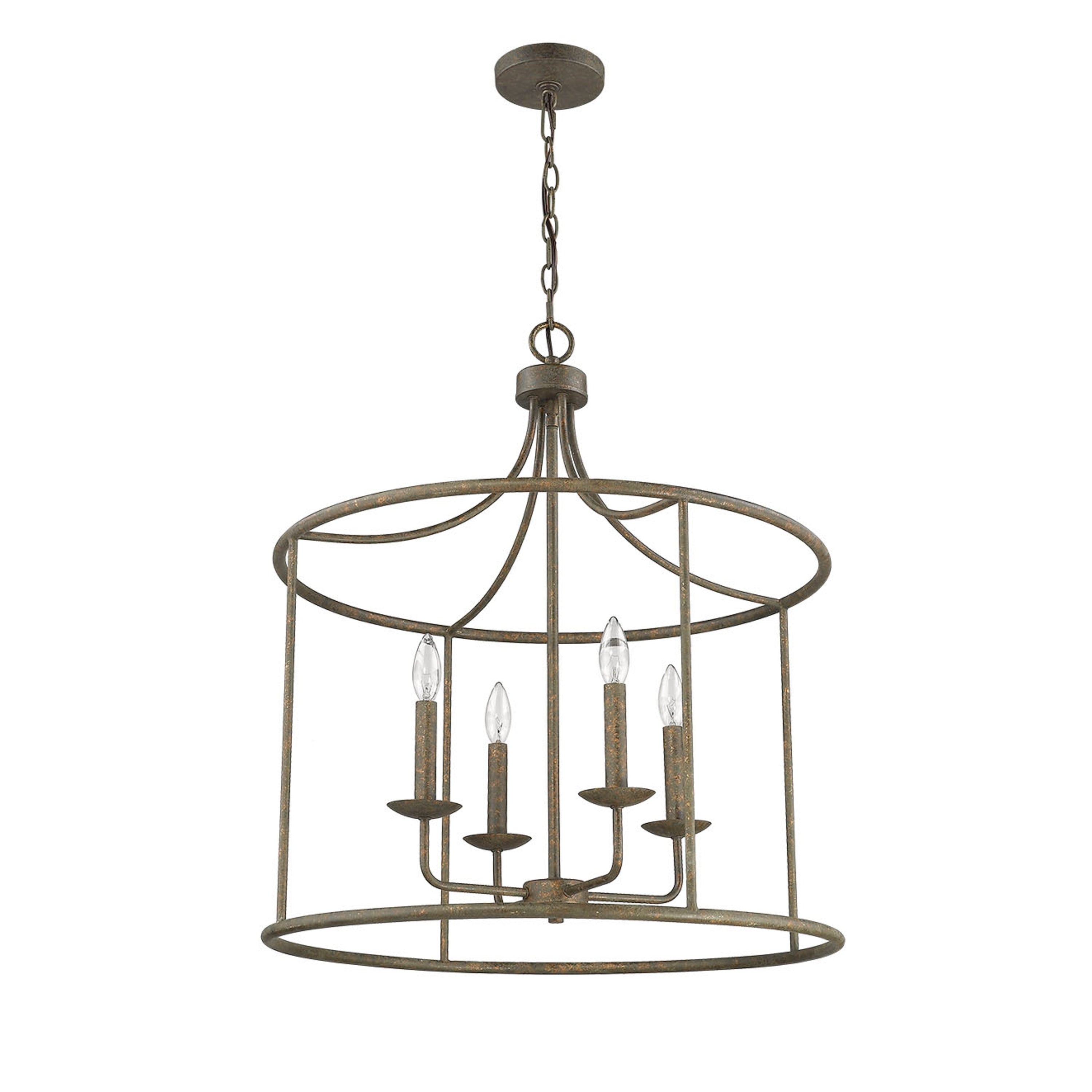 4 Light Farmhouse Grey Pendant Gold Accents