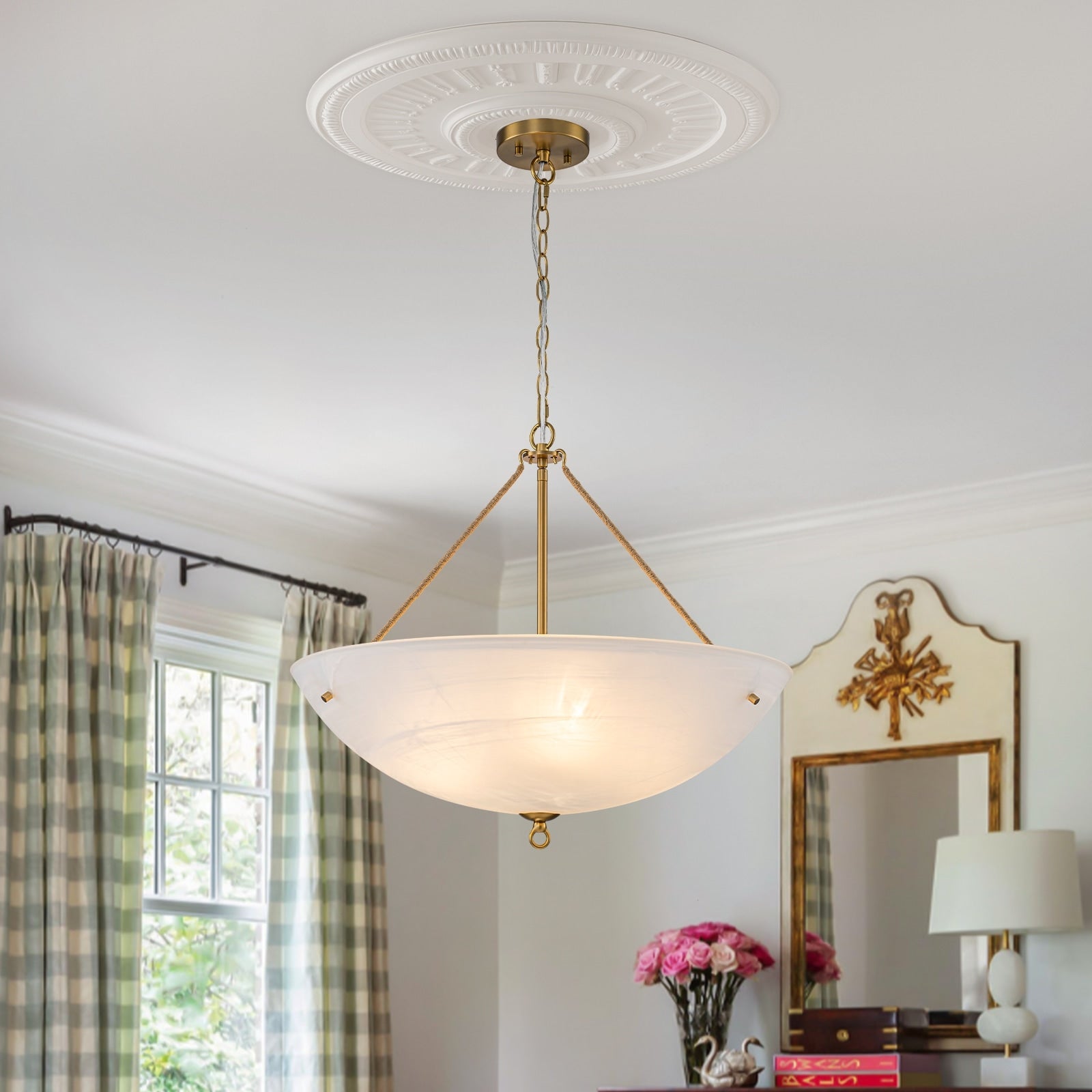 4 Light Glass Chandelier Pendant Light For Kitchen Island Brass