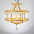 4 Light Luxury Glam Crystal Gold Black Drum Semi Flush Mount Ceiling Light With Crystal Ornament