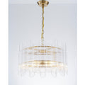 4 Light Luxutry Glam Electroplated Antique Brass Chandelier With Cluster Clear Angled Striped Cylindrical Glass Tube Shades