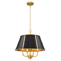 4 Light Modern Chandelier With Matte Black Gold Metal Shade Dia.19.57 In