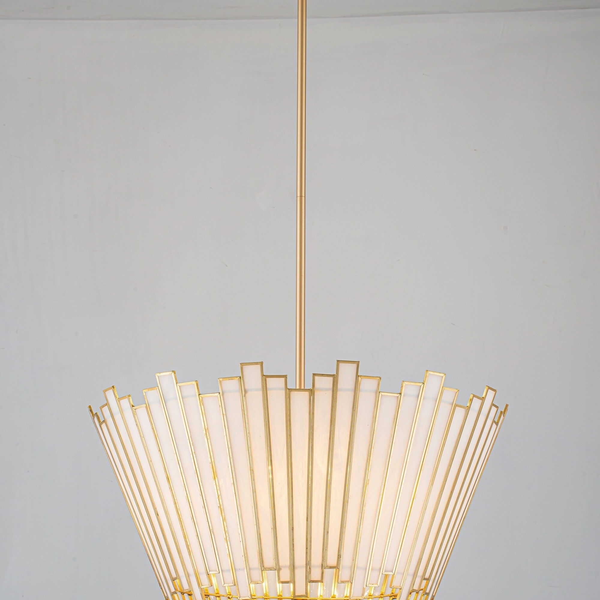 4 Light Modern Metal Glasschandelier With White Jade Glass Shade For Living Room 4 Light