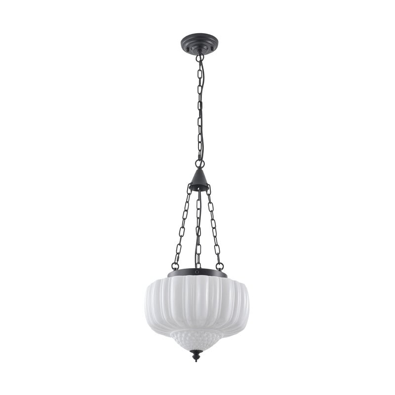 4 Light Pendant Light Matte Black Iron Hanging Ceiling Light White Glass Shade Dining Room Kitchen Island Farmhouse Lighting