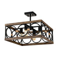4 Light Square Kitchen Island Lights Ceiling Light Dining Room Light Fixture Wood And Black Metal Rectangular Ceiling Light