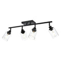 4 Light Track Lighting Kit Bathroom Light Fixtures Matte Black Ceiling Spotlight Fixture Clear Glass Shade