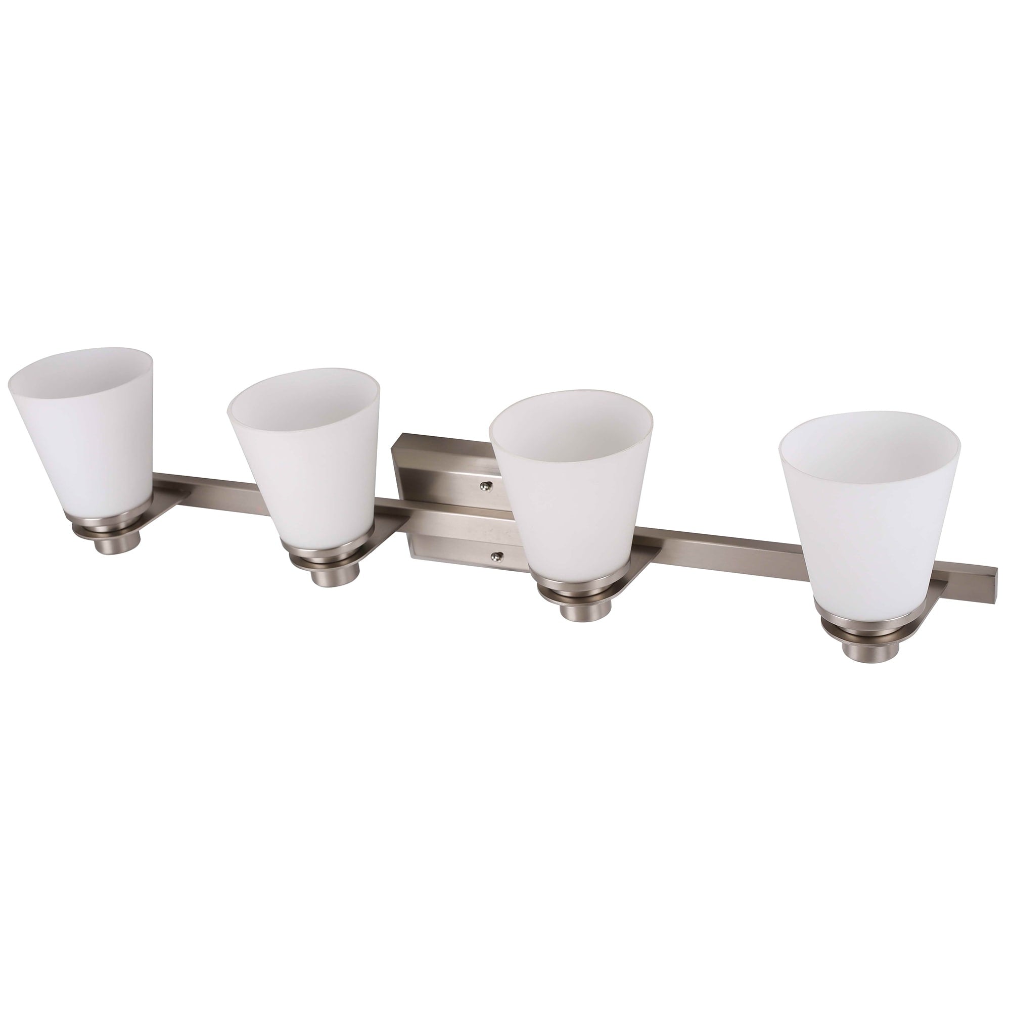 4 Light Vanity Lighting In Brushed Nickel And Etched Opal Glass