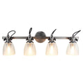 4 Light Vanity Lamp With Clear Horizontal Ribbed Glass