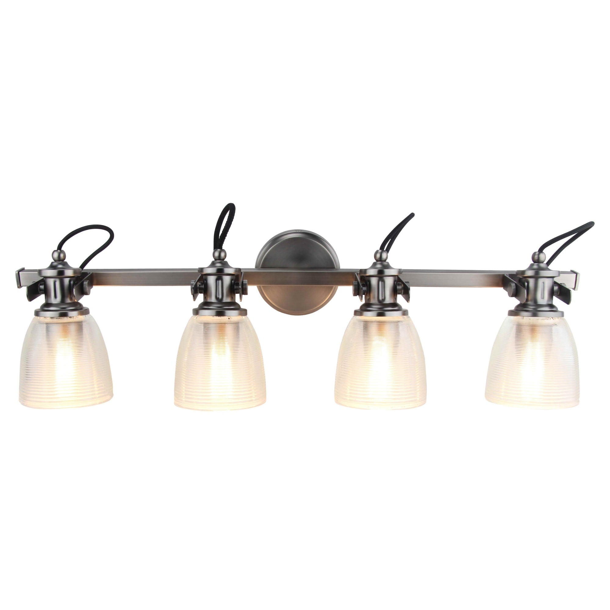 4 Light Vanity Lamp With Clear Horizontal Ribbed Glass