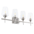 4 Lights Armed Sconce Vanity Lights With Glass Shade Brushed Nickel