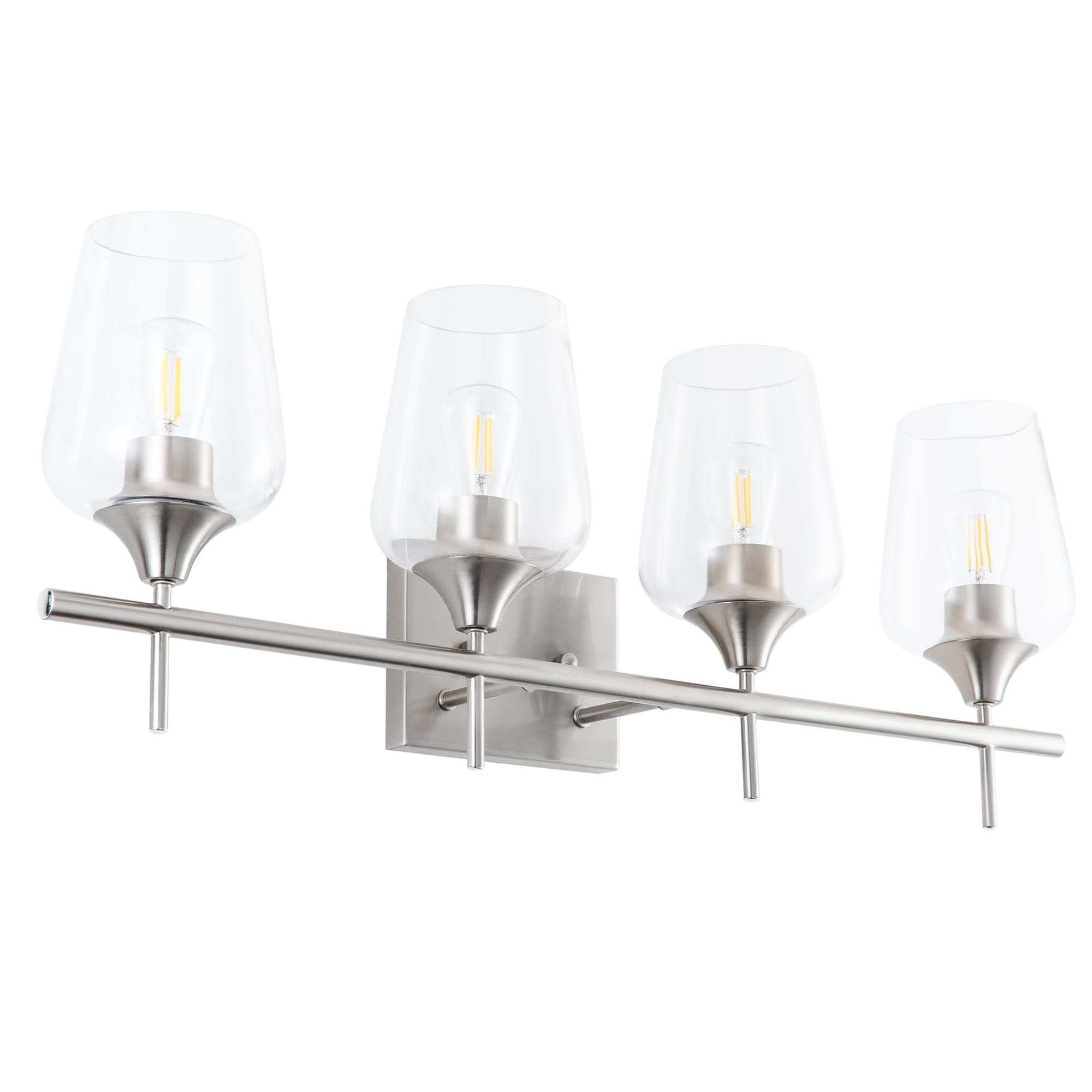 4 Lights Armed Sconce Vanity Lights With Glass Shade Brushed Nickel
