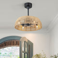 4 Lights Semi Flush Mount Ceiling Fan Light With Remote Control