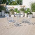 Lancaster Home Grey Aluminum Slat Back Chair Set Of 4