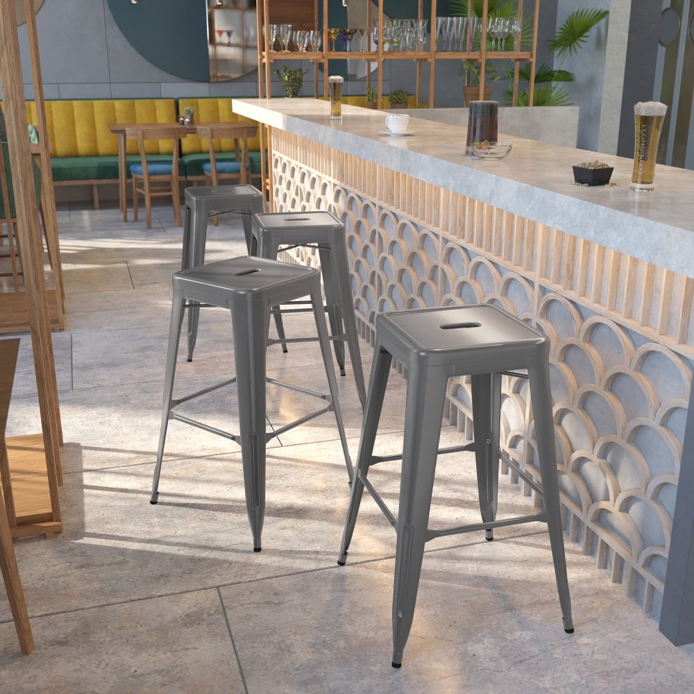 30 Backless Metal Stool Sq