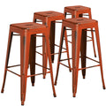 Metal 30 Inch Distressed Stool