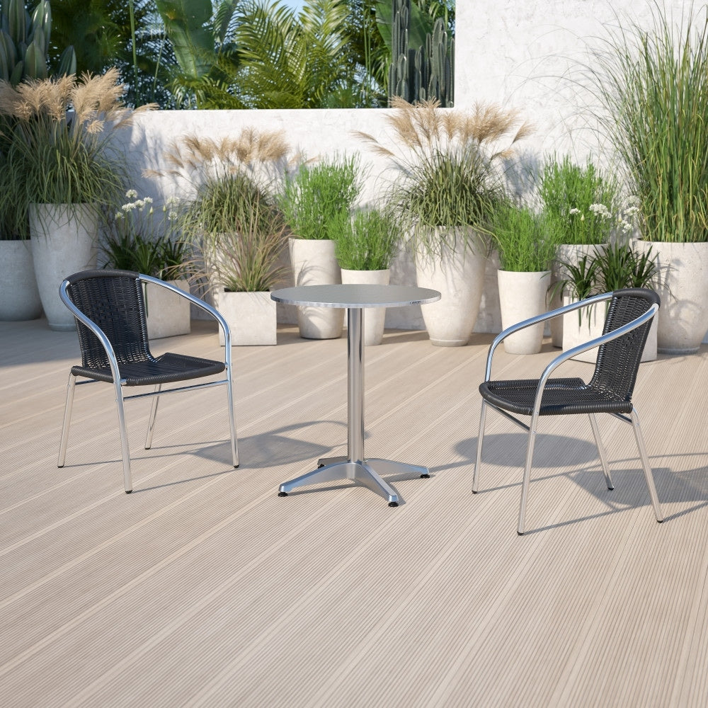 4 Pk. Aluminum And Rattan Commercial Indoor Outdoor Restaurant Stack Chair