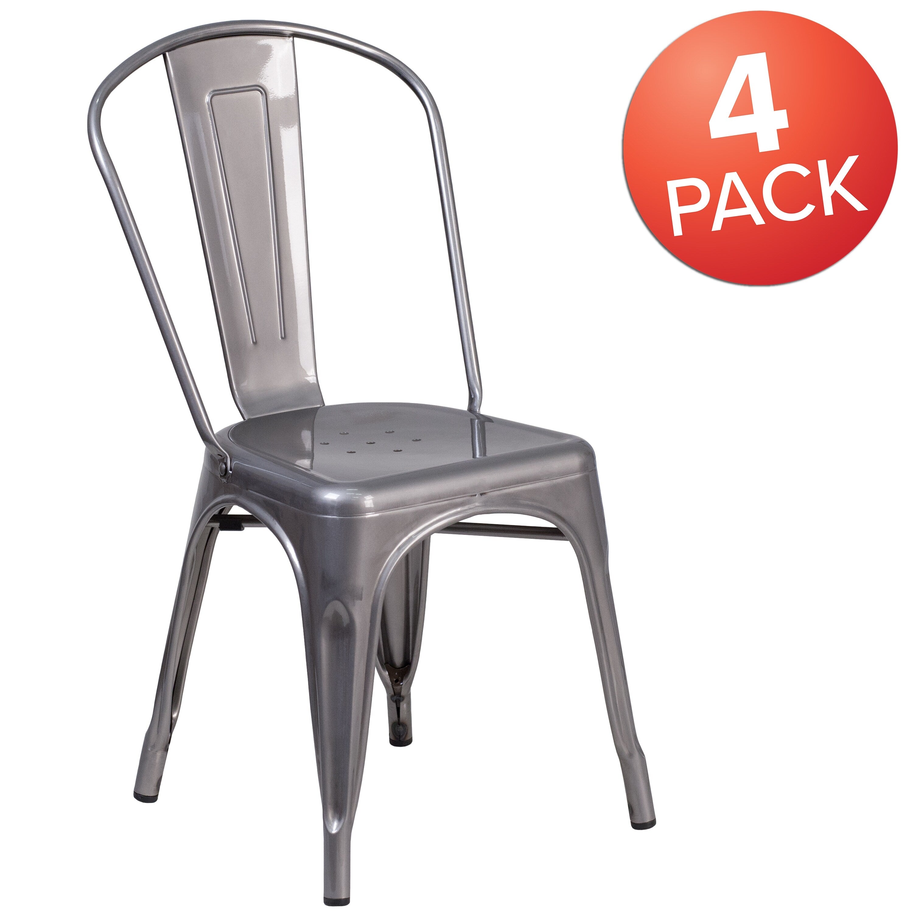 Lancaster Home Grey Metal Side Chair Set Of 4