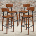 4 Pack Commercial Grade Rustic Industrial Style Wood Dining Barstool
