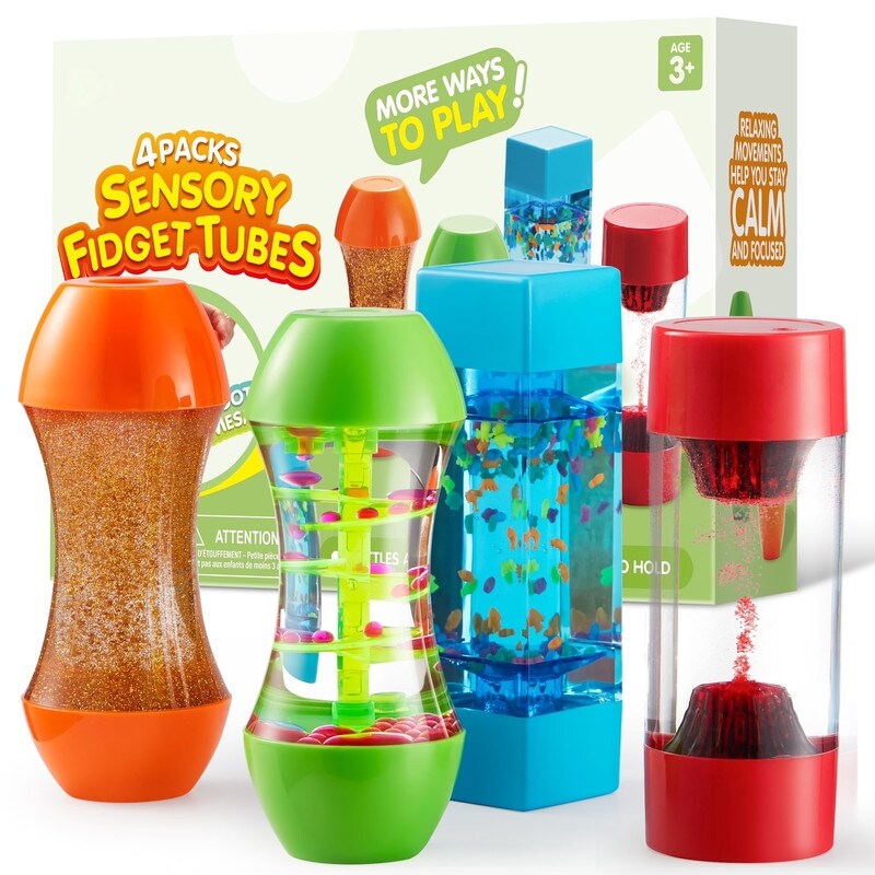 4 Pack Fidget Tubes For Kids Multicolor