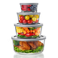 4 Pack Glass Meal Prep Food Storage Containers With Airtight Lids Nesting Stackable Bpa Free Bowls 7.5 Dia X 3.5 H