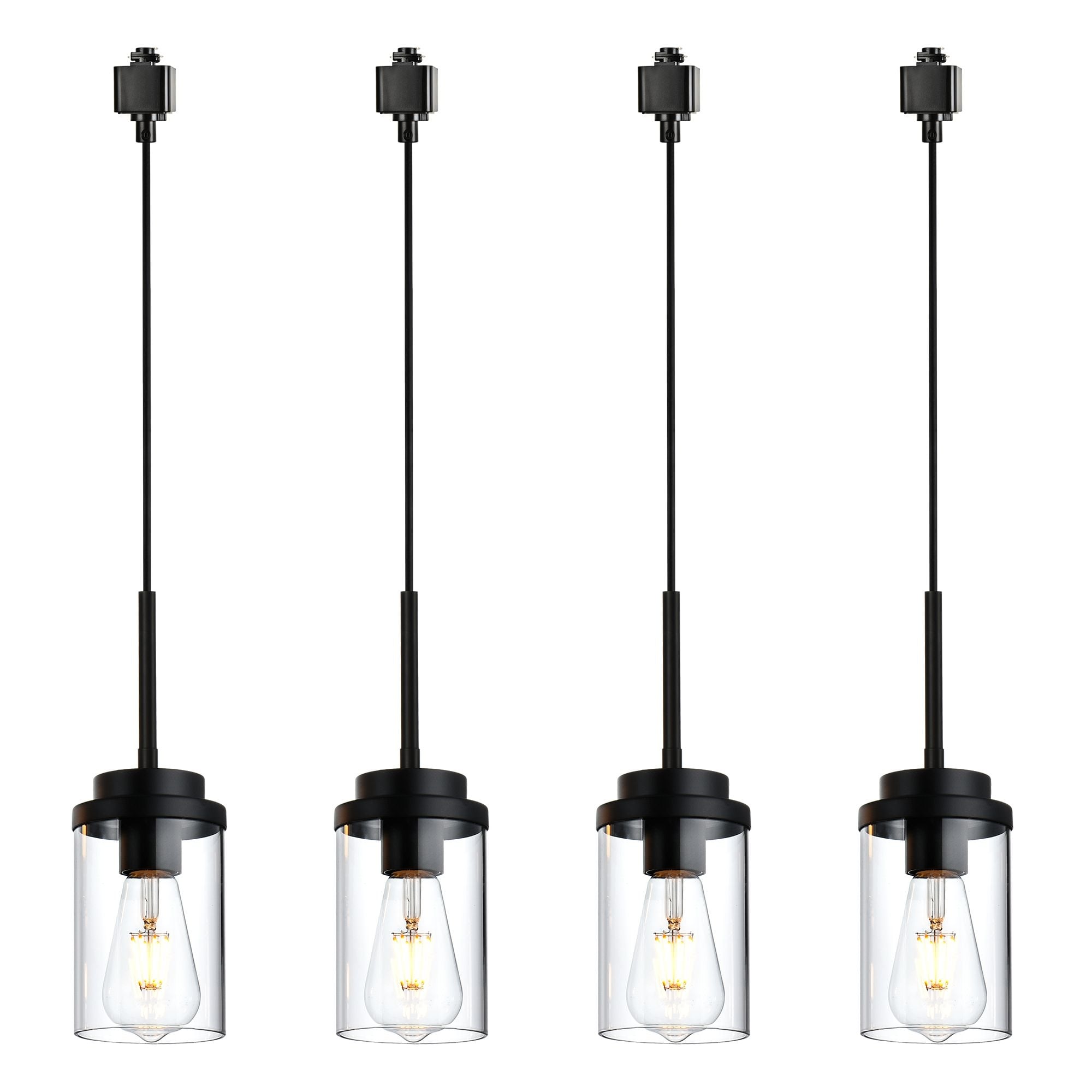 4 Pack H Type Lighting Pendants Ceiling Track Hanging Light Fixtures With Track Lighting Rail E26 Socket Not Include