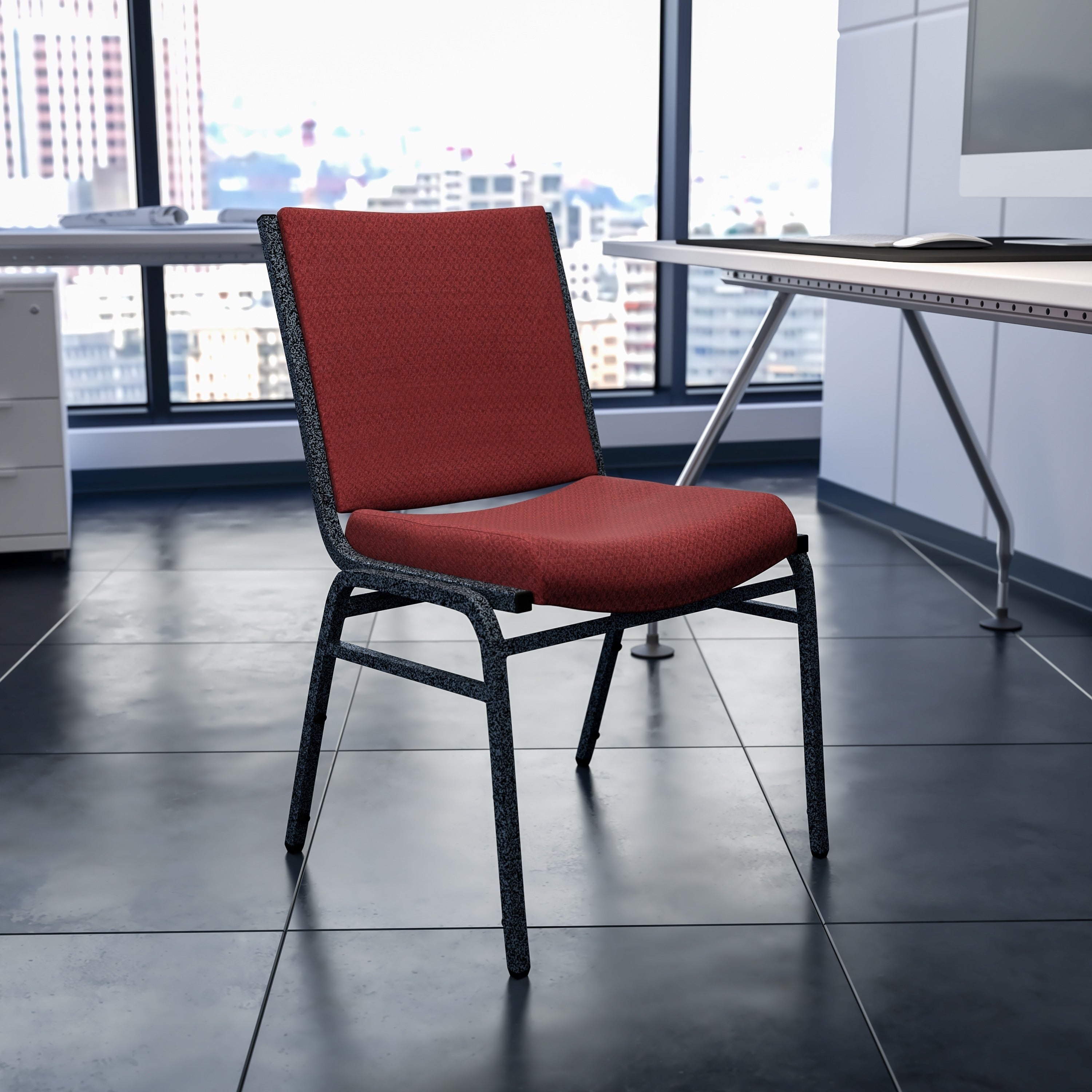 Lancaster Home Metal And Fabric Heavy Duty Modern Stacking Chair