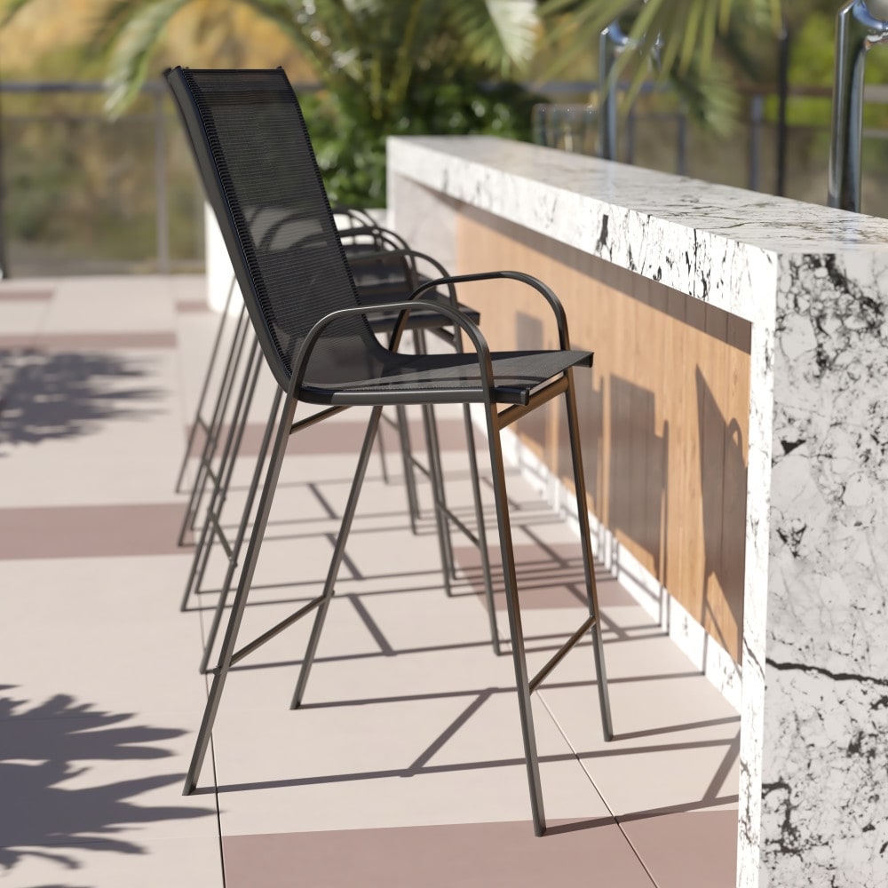 4 Pack Stackable Outdoor Barstools With Flex Comfort Material Patio Stool