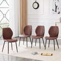 4 Pack Pu Leather Dining Chairs With Black Metal Legs And Adjustable Feet Suitable For Dining Room