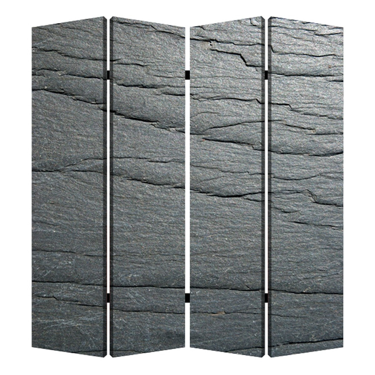 4 Panel Canvas And Metal Frame Room Divider Slate Gray