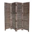 4 Panel Room Divider With Shutter Design Weathered Brown