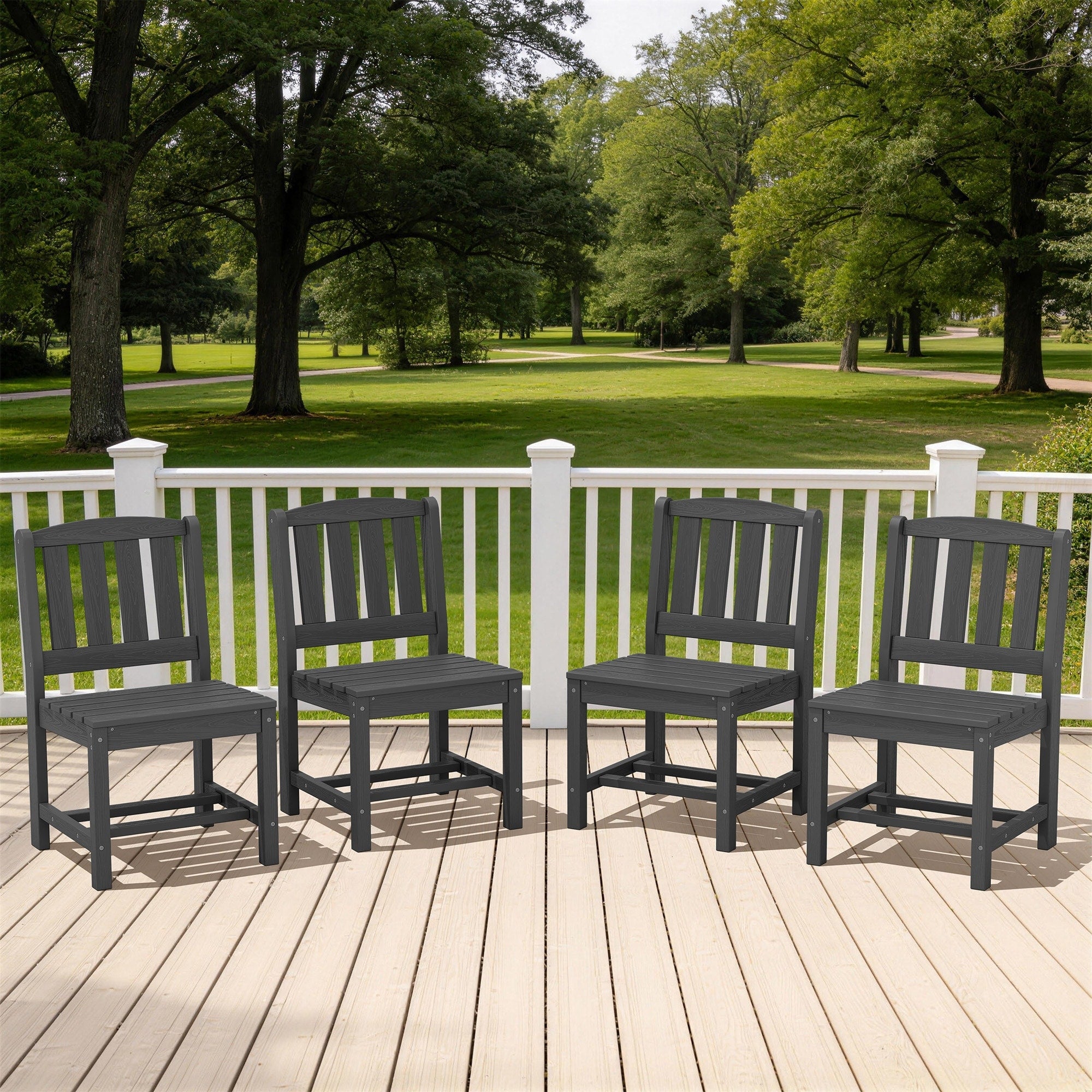 4 Piece Hdpe Patio Dining Chair With Slat Back N A