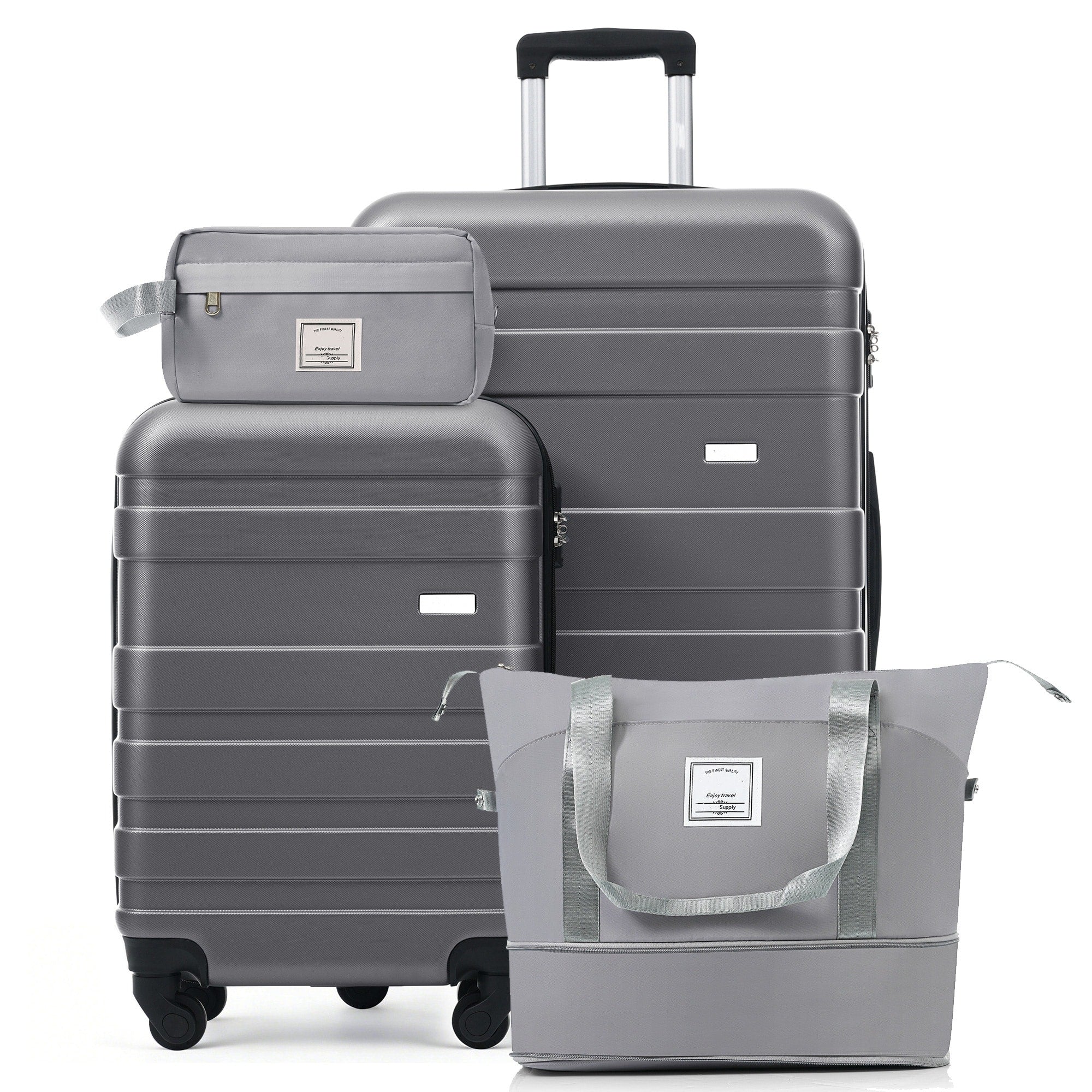 4 Piece Luggage Set 20In Carry On 28In Checked Suitcase With Tsa Lock Travel Duffel Bag Wet Dry Toiletry Bag
