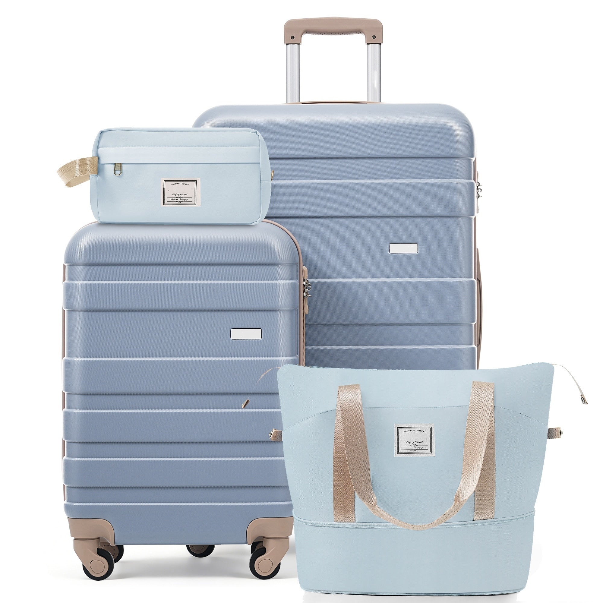 4 Piece Luggage Set 20In Carry On 28In Checked Suitcase With Tsa Lock Travel Duffel Bag Wet Dry Toiletry Bag
