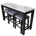4 Piece Marble Top Table And Stool Set White And Brown