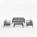 4 Piece Modern Aluminum Patio Conversation Set 5 Seat Outdoor Sofa With Dark Gray Cushions