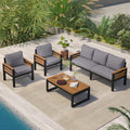 4 Piece Outdoor Furniture Sofa Set For 4 People With Acacia Wood Armrests