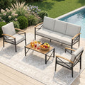 4 Piece Outdoor Patio Conversation Set With Cushioned Chairs All Weather Furniture N A