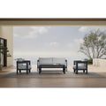 4 Piece Outdoor Patio Convertsation Set With Beige Cushions