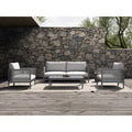 4 Piece Outdoor Patio Deep Seating Set With Gray Cushions