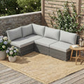 4 Piece Oversized Outdoor Modular Sofa Set Wicker Patio Conversation Set With Cushions