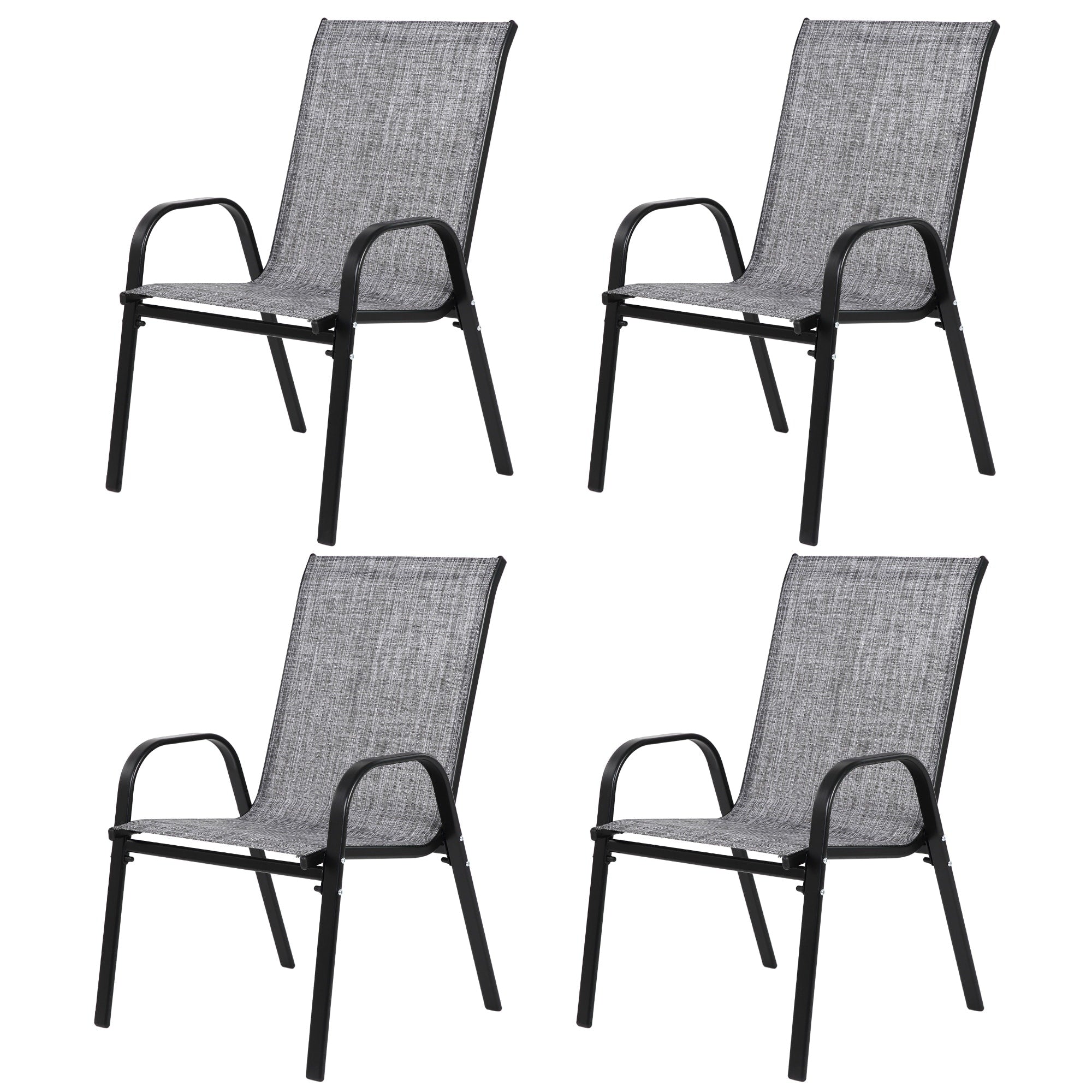 4 Piece Patio Chairs Outdoor Camping Chairs With Breathable Textilene Fabric Set Of 2 Garden Chairs With Armrest High Backrest