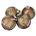 4 Piece Set Of Antique Gold And White Floral Pattern On A Gold Glass Ball Christmas Ornaments 4 100Mm